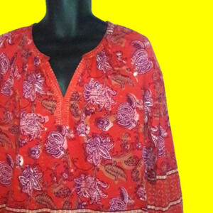 𝅺LUCY BRAND Floral Long Sleeve Blouse, M - Fun In The Sun